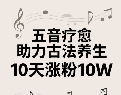 古方五音健康养生实例教程，五音治愈的小视频制作方式，2-4钟头就能搞定，创作者10天增粉10W-创业资源网