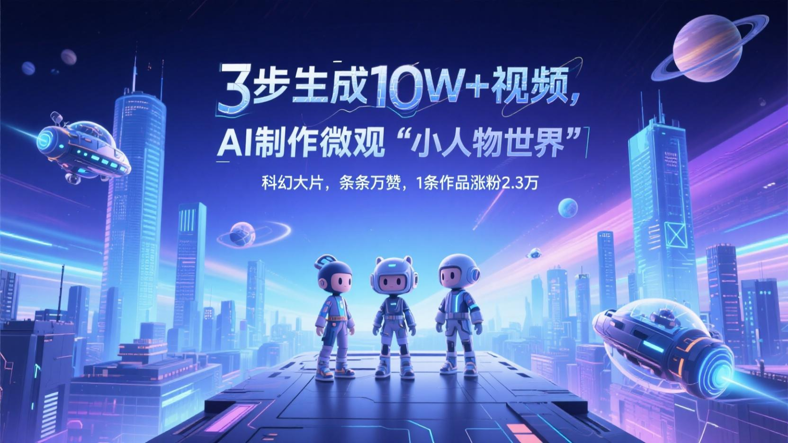 三步形成10W 短视频，AI制做外部经济“平凡人全球”科幻片，一条条万赞，1条著作增粉2.3万-创业资源网
