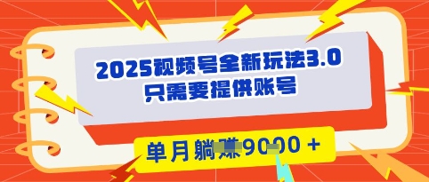 2025年微信视频号全新玩法3.0，实际操作爆品成本低， 团队赋能，单月入9k-创业资源网