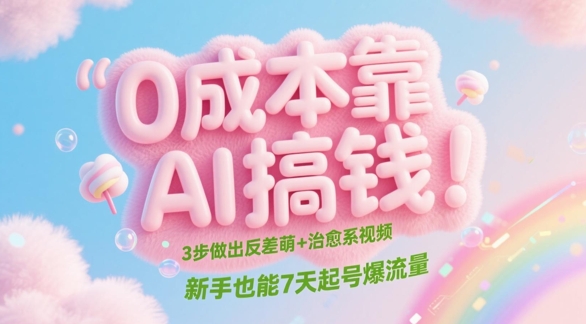 0成本费靠AI弄钱！3步作出反差 治愈系动漫短视频，初学者也可以7天养号爆总流量-创业资源网