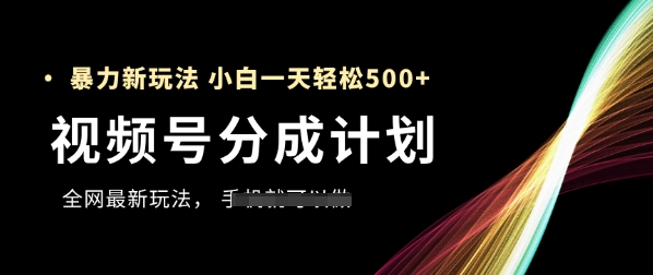 微信视频号分为方案，各大网站最暴力行为游戏玩法，初学者一天都可以轻松5张-创业资源网