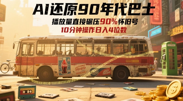 AI复原90时代大巴，一帧就要70后泪奔，播放率立即辗压90%复古号，每日实际操作十分钟，日入四位数-创业资源网