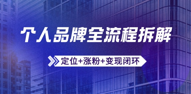 个人ip全过程拆卸：精准定位 增粉 转现闭环控制，微信生态圈运营与资源优化配置-创业资源网