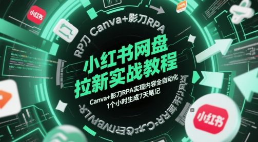 小红书的百度云盘引流实战演练实例教程，Canva 影刀RPA完成具体内容全自动，1小时形成7天手记-创业资源网
