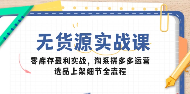 无货源电商实战演练课：零库存赢利实战演练，淘宝拼多多运营，选款发布小细节全过程-创业资源网