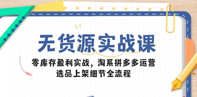 无货源电商实战演练课：零库存赢利实战演练，淘宝拼多多运营，选款发布小细节全过程-创业资源网