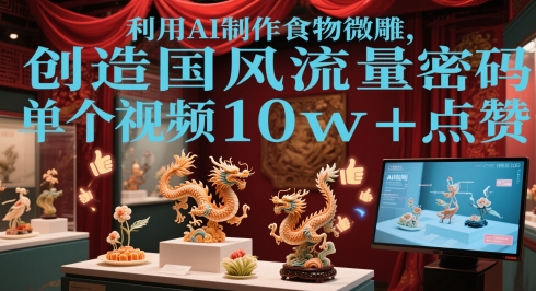 运用AI烹饪食物微刻，造就国韵总流量登陆密码，单独短视频10w 关注点赞-创业资源网