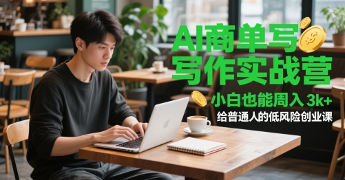 AI商单创作实战营，新手也可以周入3k ，给普通人低风险创业课-创业资源网