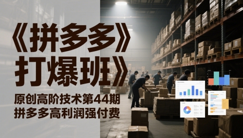 《拼多多打爆班》原创设计高级技术性第44期，拼多多平台高收益强付钱-创业资源网