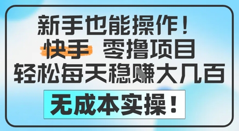 初学者也可以实际操作，快手视频零撸挣米，轻轻松松每日挣2-5张，完全没有任何成本费-创业资源网