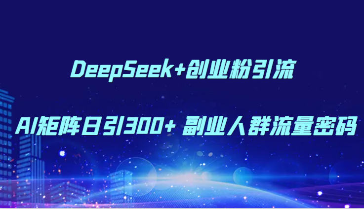 DeepSeek 自主创业粉引流方法 AI引流矩阵日引300  第二职业群体总流量登陆密码-创业资源网