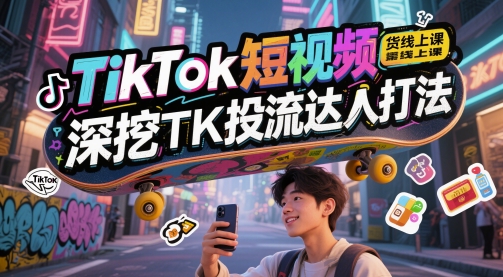 TikTok短视频卖货线上课，深入分析TK投流大咖玩法-创业资源网