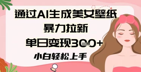 根据AI形成美女壁纸暴力行为引流，单日转现3张 ，新手快速上手-创业资源网