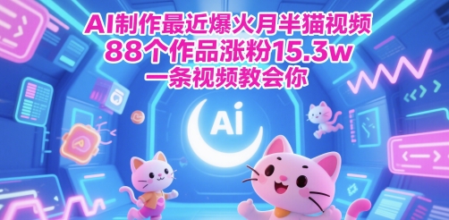 AI制做近期爆红月半猫视频，88个作品增粉15.3w，一条视频教会我们-创业资源网