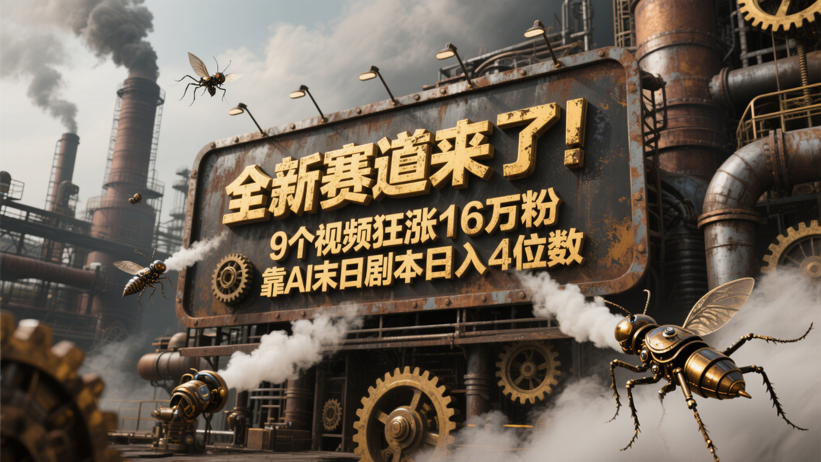 全新生态来啦！9段视频爆涨16万粉，靠AI末日台本日入4个数，发表评论通宵熬夜追更！-创业资源网