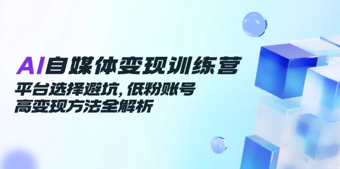 AI自媒体变现训练营，平台选择避坑，低粉账号高变现方法全解析-创业资源网