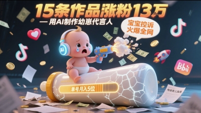 用AI制作幼崽代言人，宝宝的控诉火爆全网，15条作品涨粉13W，单号月入5位数实操教程-创业资源网