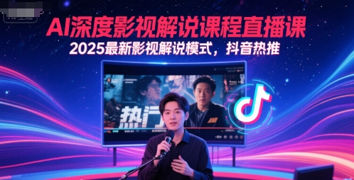 AI深层电影解说直播教学课，2025全新电影解说方式，抖音热推-创业资源网