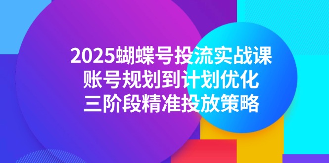 2025彩蝶号投流实战演练课，账户规划到方案提升，三阶段精准推送对策-创业资源网