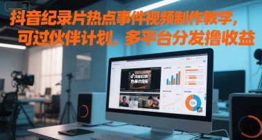 抖音视频纪实片热点新闻事件视频制作教学，能过伙伴计划，多平台分发撸盈利-创业资源网