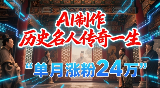 暴力起号！用AI制作历史名人传奇一生，单月涨粉24W，涨粉+变现赛道黑马来了-创业资源网