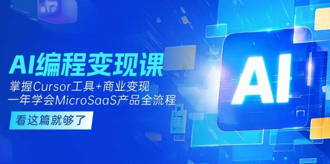 AI编程变现课：掌握Cursor工具+商业变现，一年学会MicroSaaS产品全流程-创业资源网