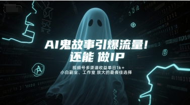 AI鬼故事引爆流量，还能做IP，视频号多渠道收益单日1k+，小白副业、工作室放大的最佳选择-创业资源网