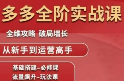 拼多多全阶实战课程，全维攻略，破局增长，从新手到运营高手-创业资源网