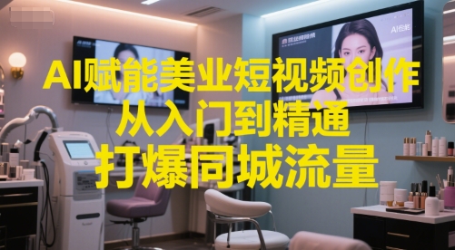 AI赋能美业短视频创作，从入门到精通，打爆同城流量，超级AI工具短视频实操落地-创业资源网
