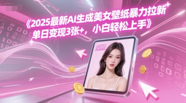 2025最新AI生成美女壁纸暴力拉新, 单日变现3张+，小白轻松上手-创业资源网