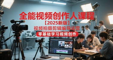 全能视频创作人课程【2025新版】视频拍摄剪辑编导运营，零基础学习视频创作-创业资源网