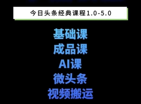 头条图文课1-5期教你头条图文写作、微头条、视频搬运变现，适合新手快速起号玩法-创业资源网