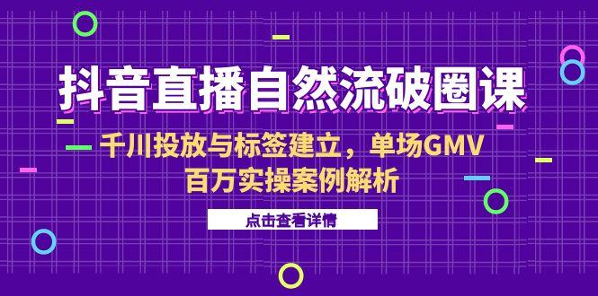 抖音直播自然流破圈课-6月，千川投放与标签建立，单场GMV百万实操案例解析-创业资源网