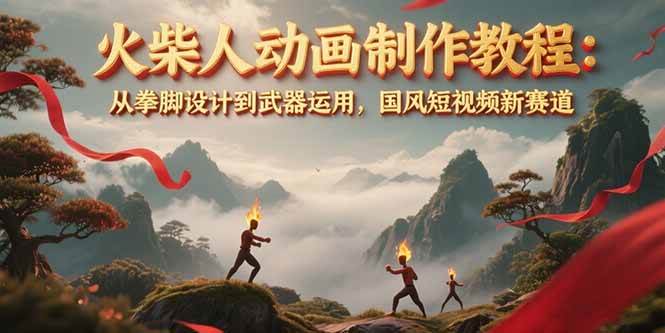 火柴人动画制作教程：从拳脚设计到武器运用，国风短视频新赛道-创业资源网