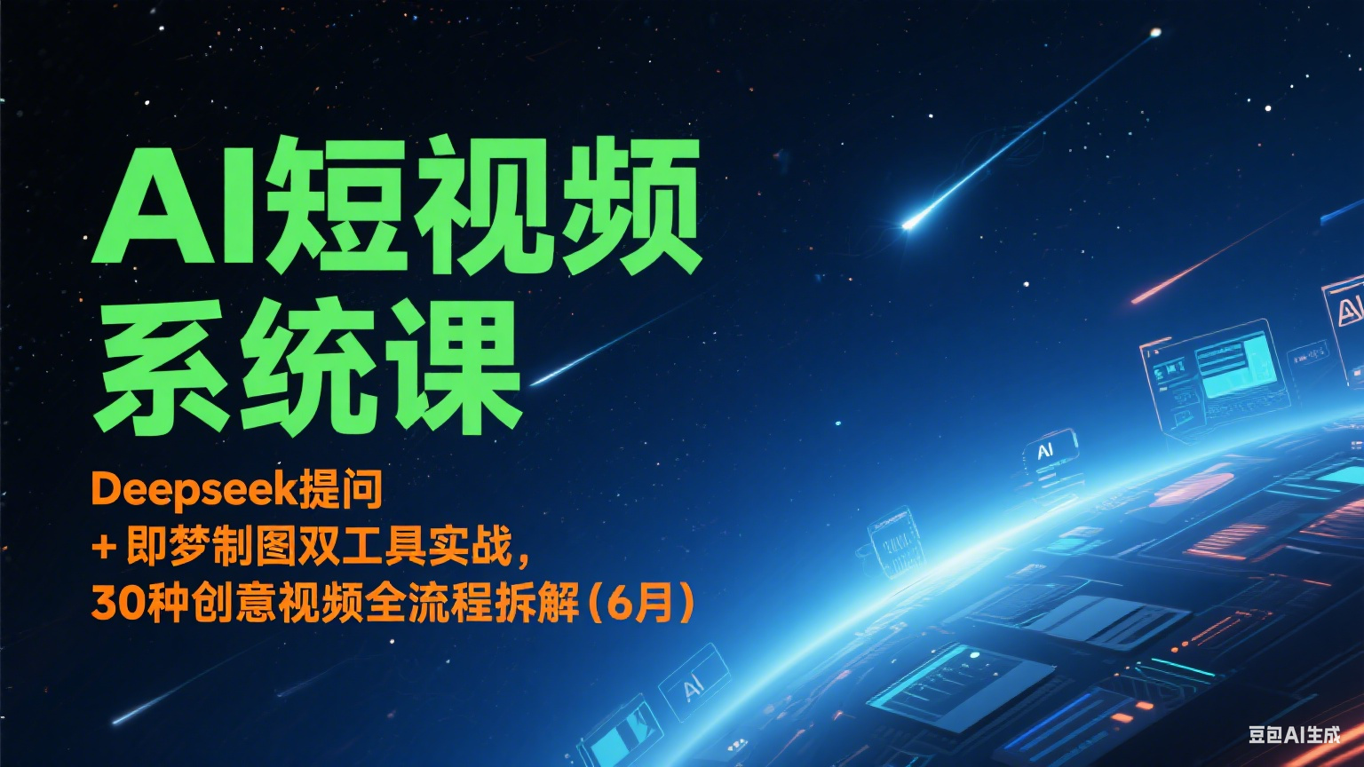 AI短视频系统课：Deepseek提问 + 即梦制图双工具实战，30种创意视频全流程拆解(6月)-创业资源网