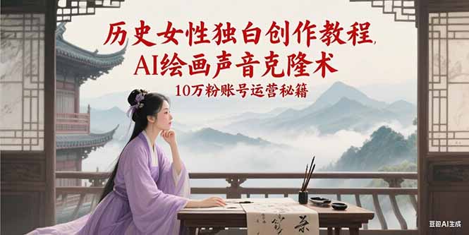 历史女性独白创作教程，AI绘画声音克隆术，10万粉账号运营秘籍-创业资源网