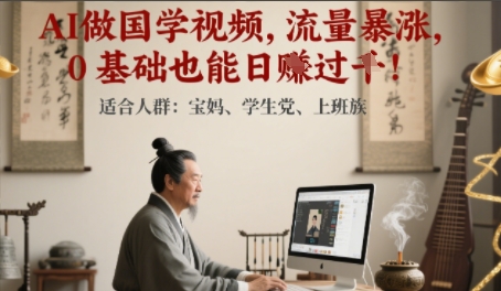AI做国学视频，流量暴涨 ，0 基础也能日入多张-创业资源网