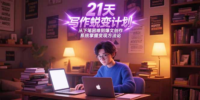 21天写作蜕变计划，从下笔困难到爆文创作，系统掌握变现方法论-创业资源网