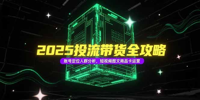 2025投流带货全攻略，账号定位人群分析，短视频图文商品卡运营-创业资源网