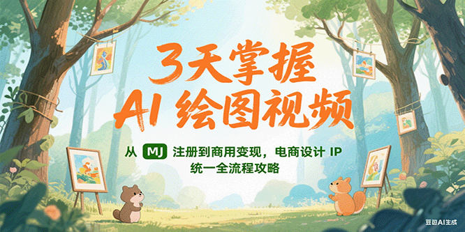 3天掌握AI绘图视频，从MJ 注册到商用变现，电商设计IP统一全流程攻略-创业资源网