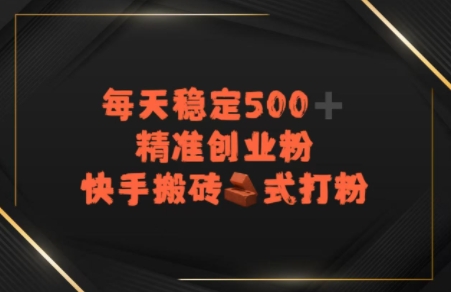 快手搬砖式打粉，每天稳定500+精准创业粉-创业资源网