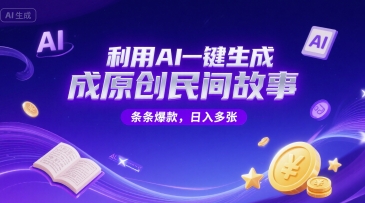 利用AI一键生成原创民间故事，无限制生成，条条爆款，日入多张-创业资源网