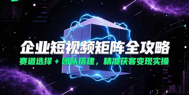 企业短视频矩阵全攻略，赛道选择+团队搭建，精准获客变现实操-创业资源网