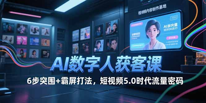 AI数字人获客课，6步突围+霸屏打法，短视频5.0时代流量密码-创业资源网
