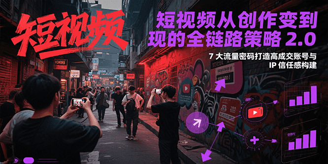 短视频从创作到变现的全链路策略2.0，7大流量密码构建IP信任感打造高成交账号-创业资源网