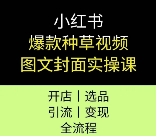小红书爆款种草视频图文封面实操课，开店、选品、引流、变现全流程-创业资源网