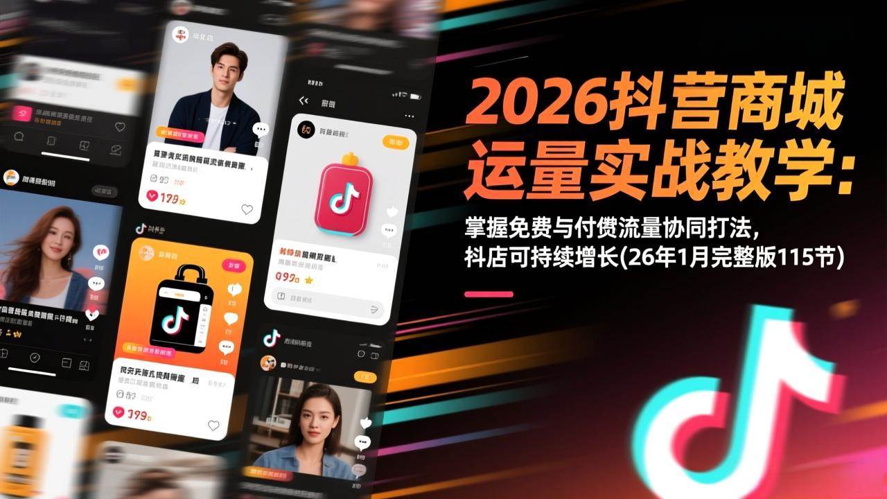 （17165期）2026抖音商城运营实战教学：掌握免费与付费流量协同打法，抖店可持续增长(26年1月完整版115节)-创业资源网