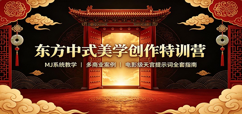 东方中式美学创作特训营：MJ系统教学，多商业案例，电影级天宫提示词全套指南-创业资源网