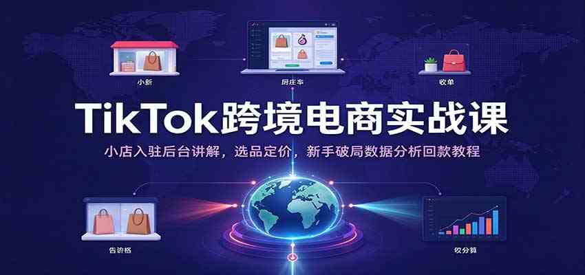 TikTok跨境电商实战课：小店入驻后台讲解，选品定价，新手破局数据分析回款教程-创业资源网