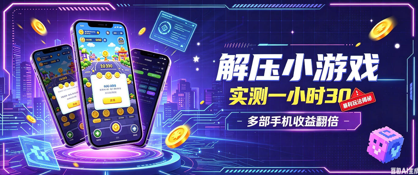 小游戏全流程玩法，实测一小时搞30，简单无脑解压，当天做当天就能看到进账，直接冲就行【揭秘】-创业资源网